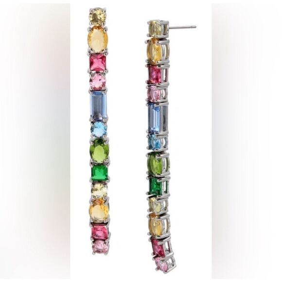 Kurt Geiger Post Back  Multi Color Crystal drop earrings - Picture 2 of 3